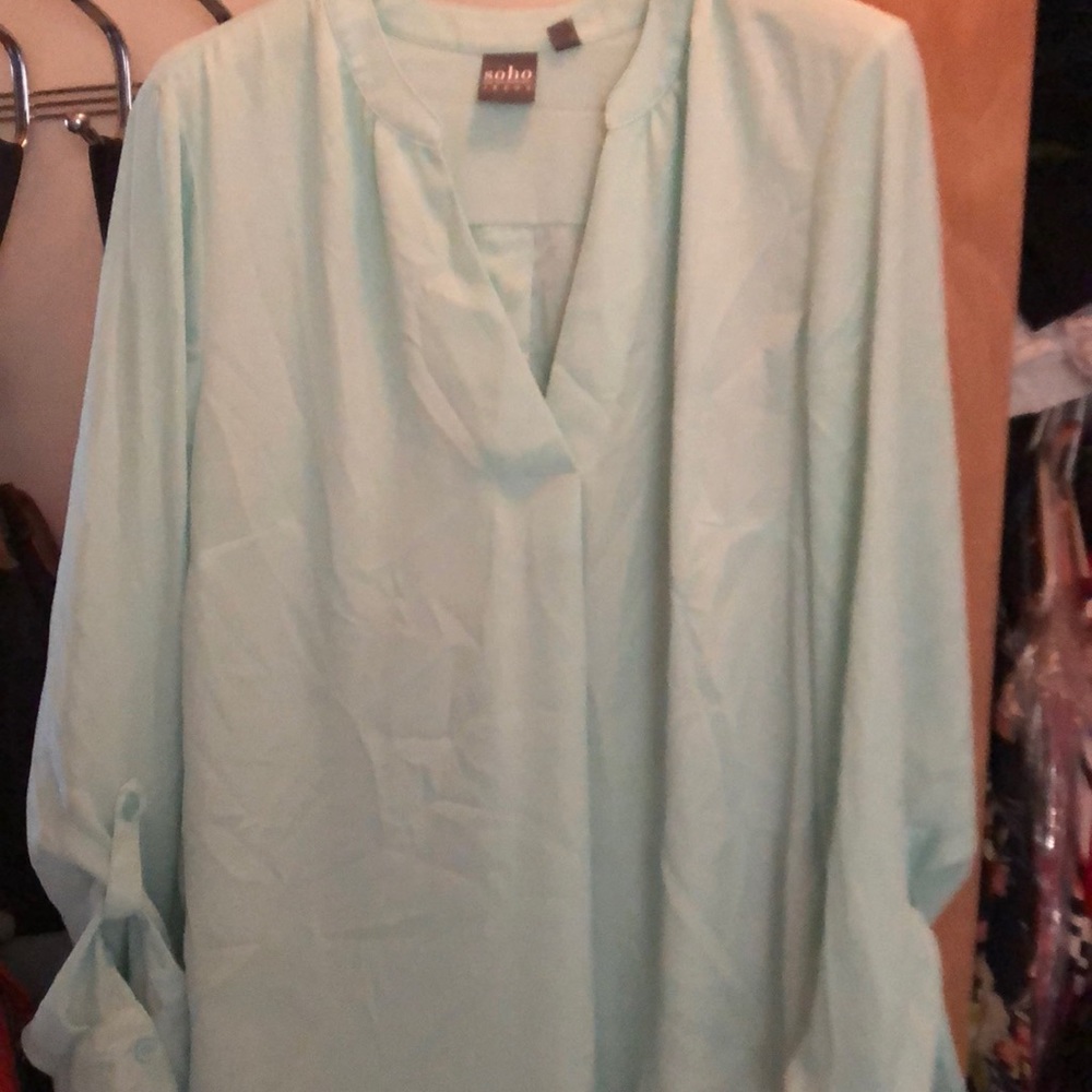 Teal chiffon shirt